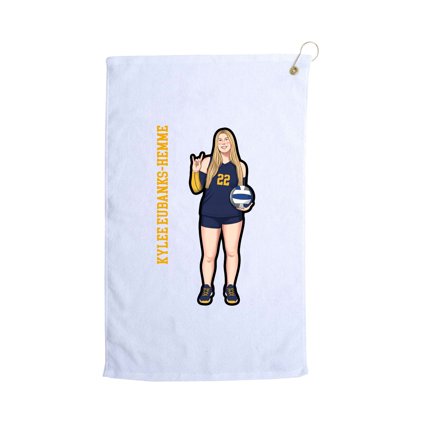 Golf Towel — Name Vertical in White