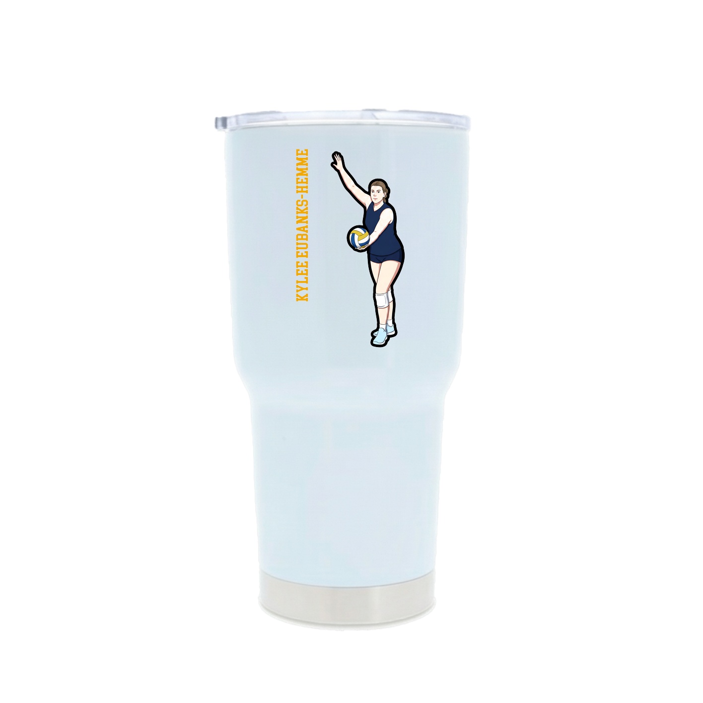 30oz Stainless Steel Tumbler — Name Vertical in White