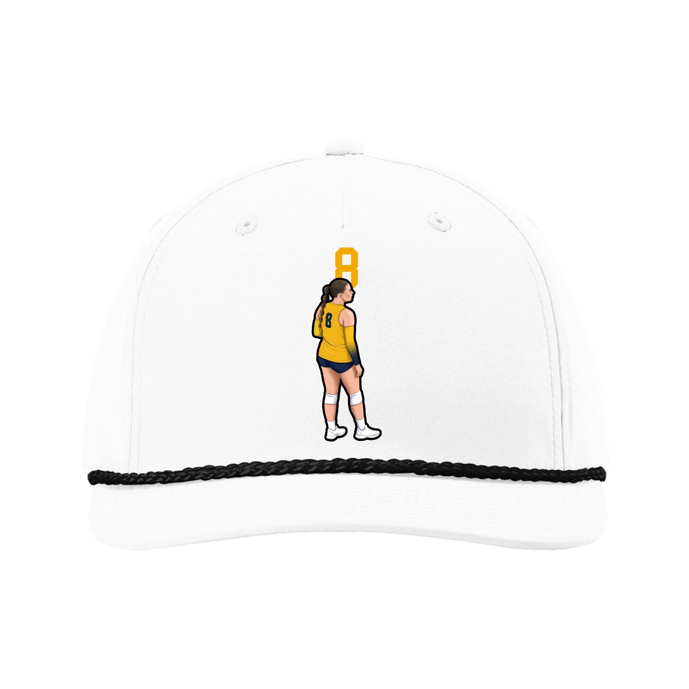 Five-Panel Classic Rope Cap — Number Top in White