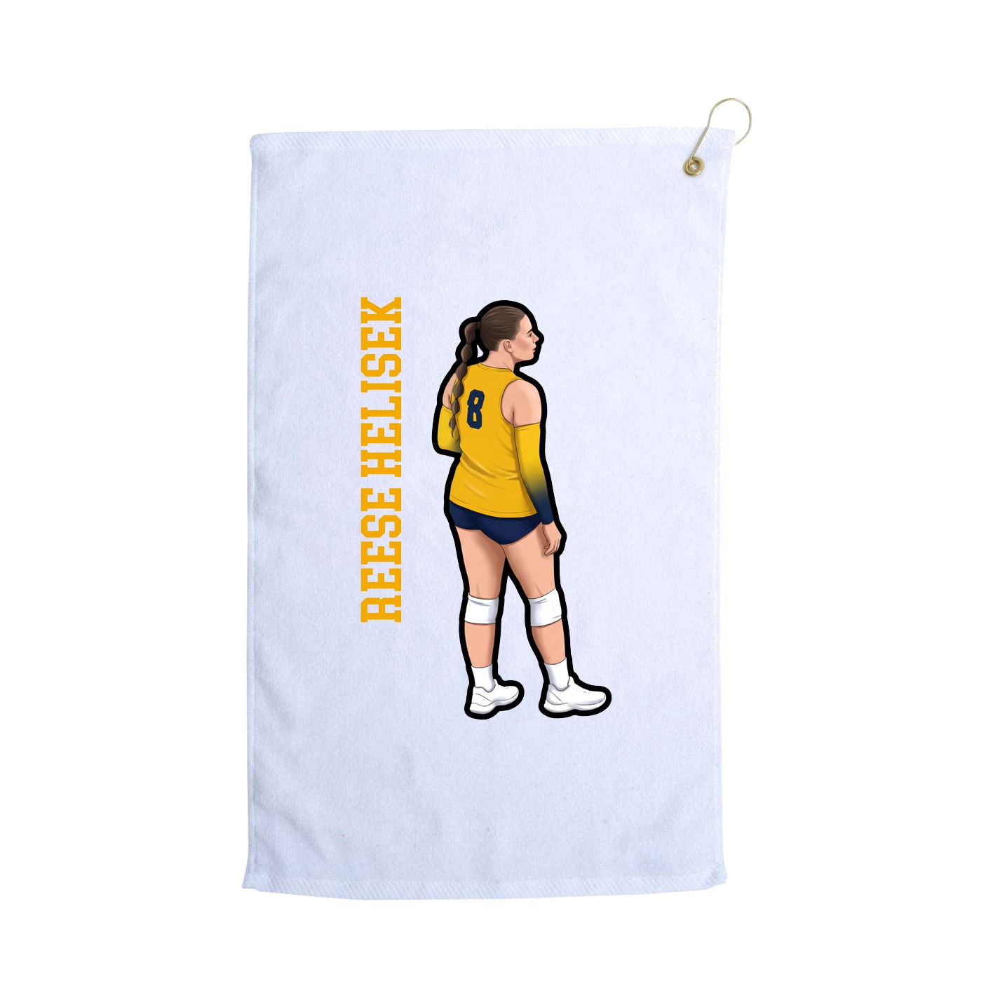 Golf Towel — Name Vertical in White