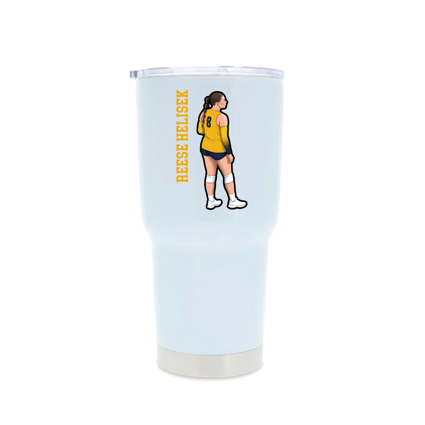 30oz Stainless Steel Tumbler — Name Vertical in White