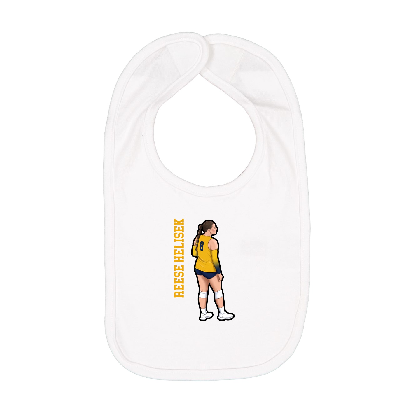 Infant Bib — Name Vertical in White