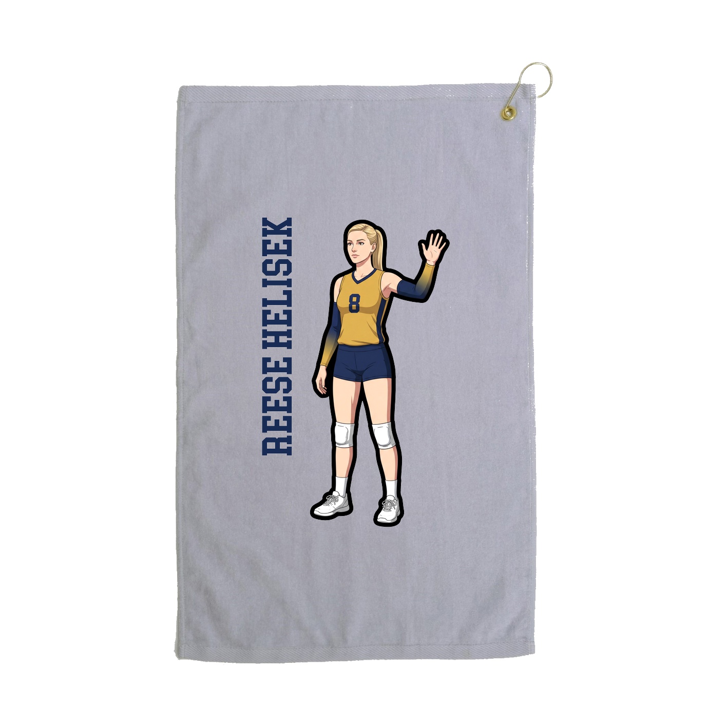 Golf Towel — Name Vertical in Grey