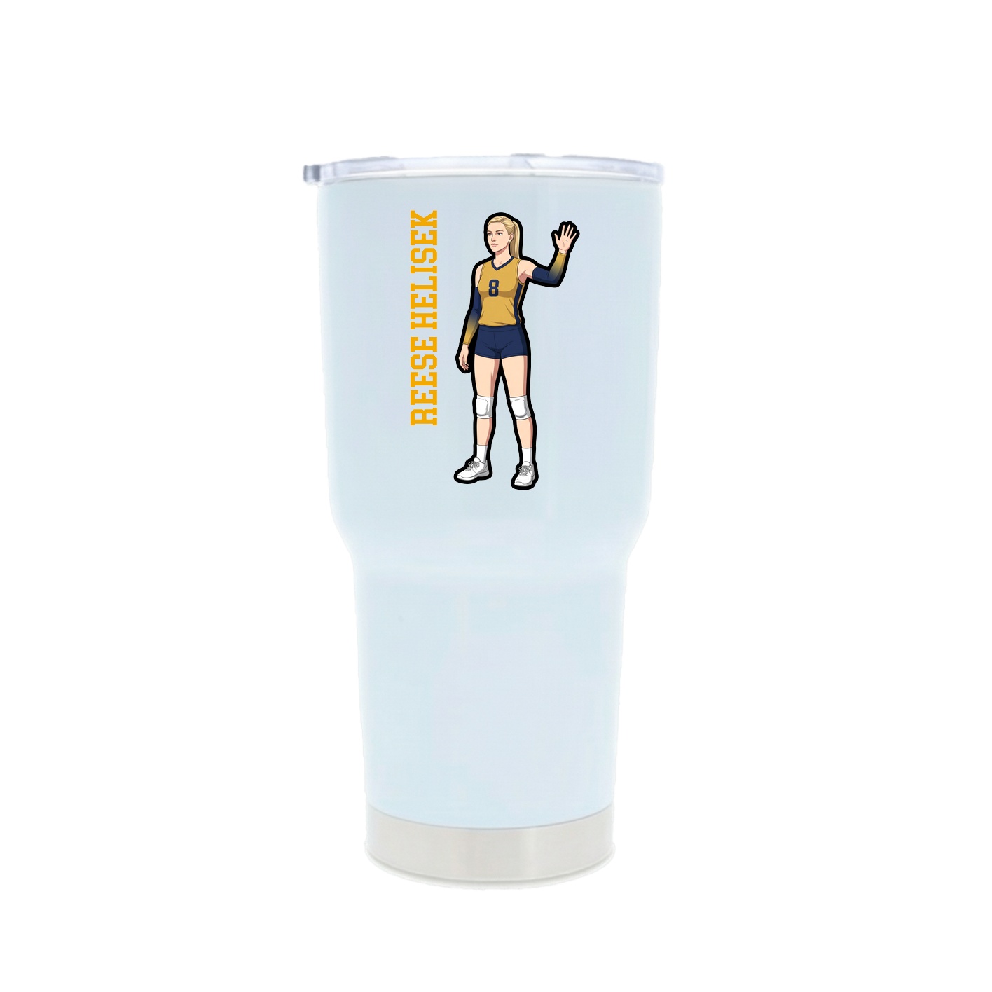 30oz Stainless Steel Tumbler — Name Vertical in White