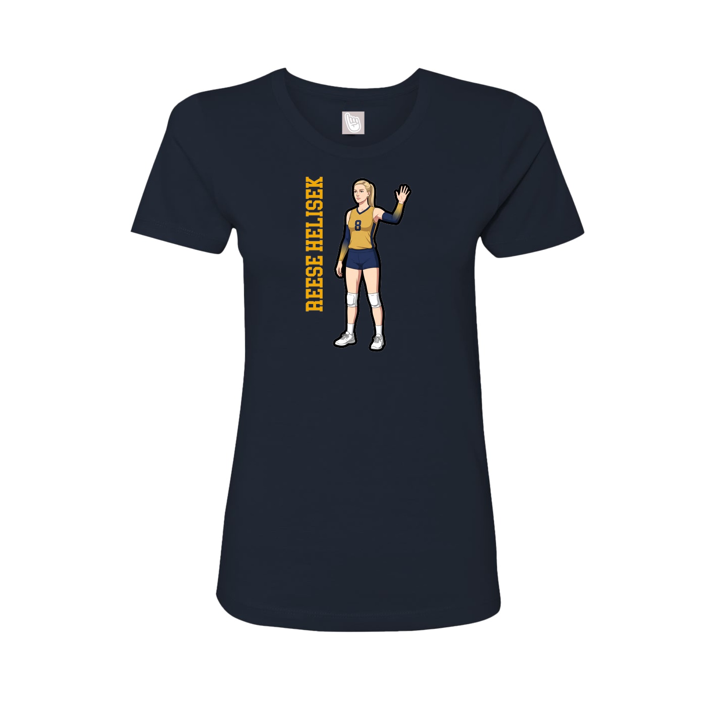 Fitted Women's Tee — Name Vertical in Navy