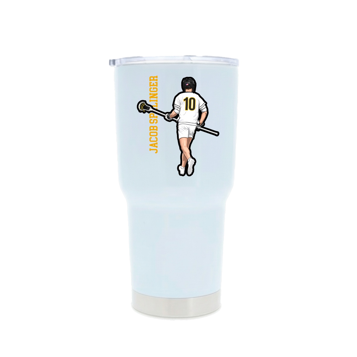 30oz Stainless Steel Tumbler — Name Vertical in White