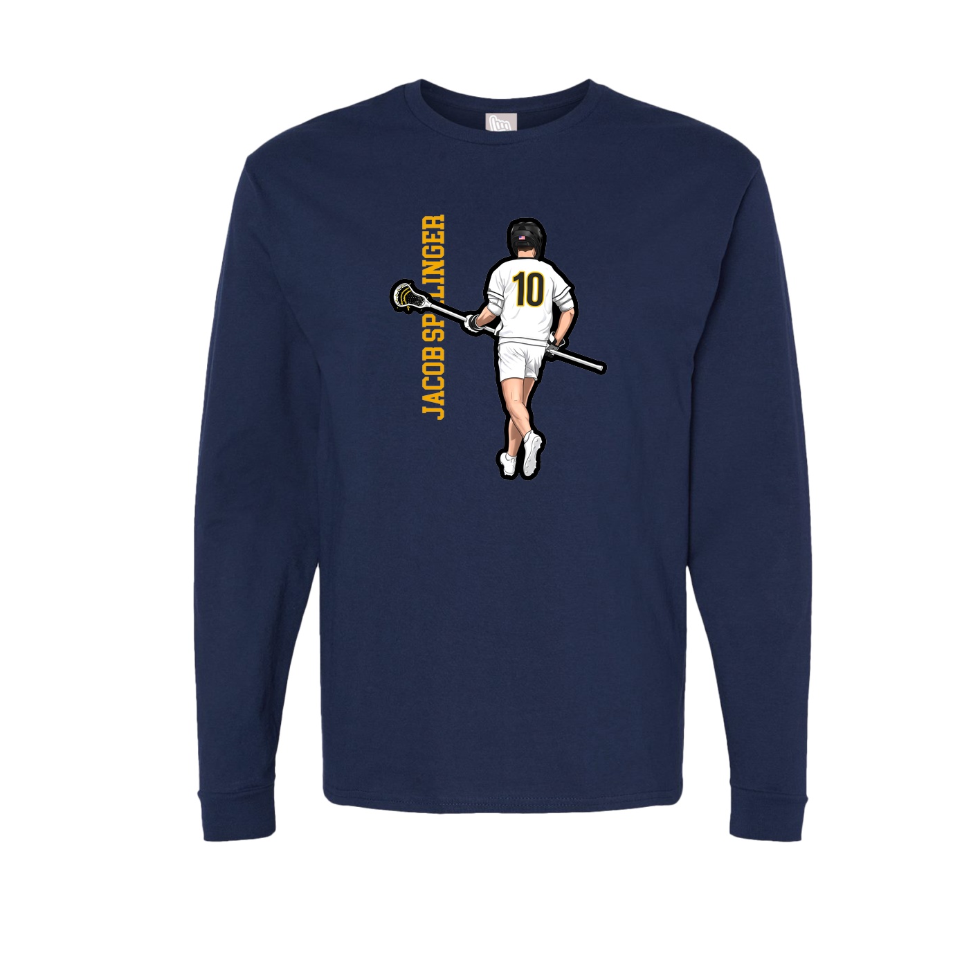 Long Sleeve Tee — Name Vertical in Navy