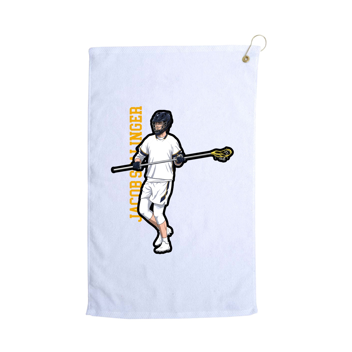 Golf Towel — Name Vertical in White