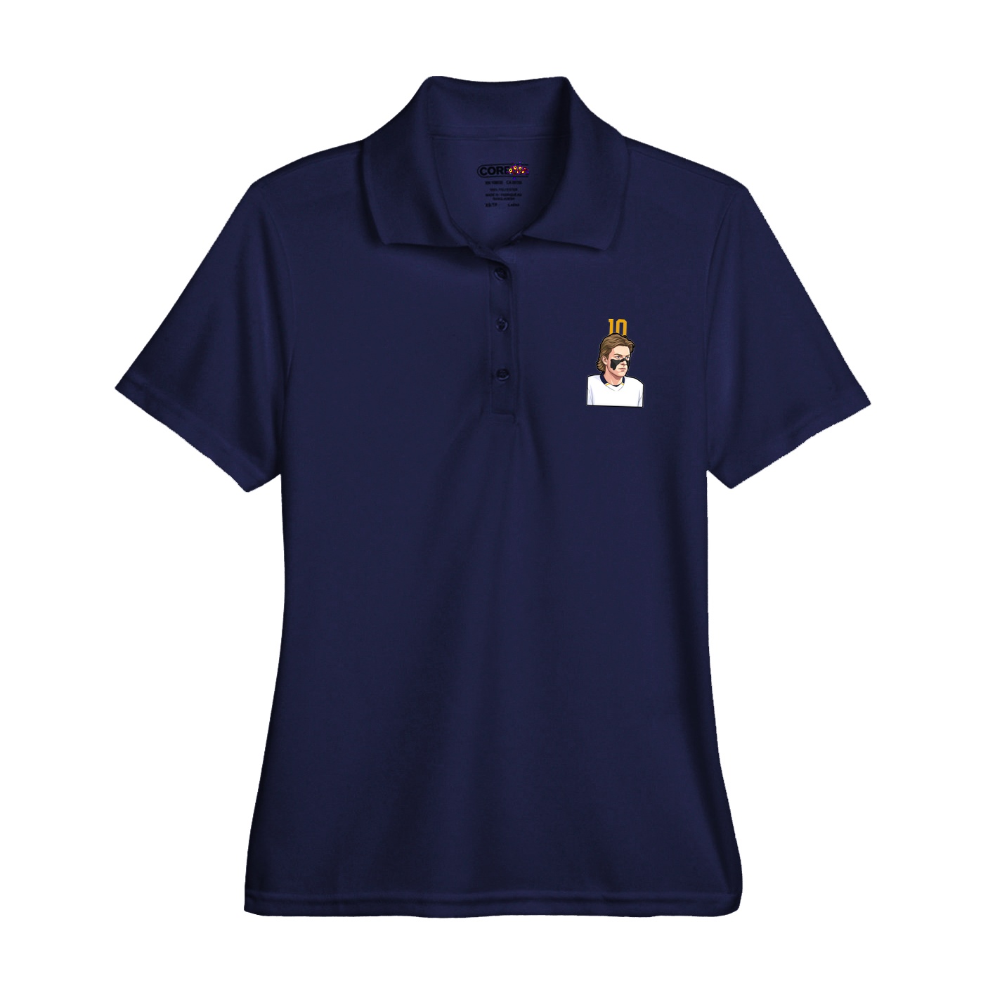 Womens Performance Polo — Number Top in Navy