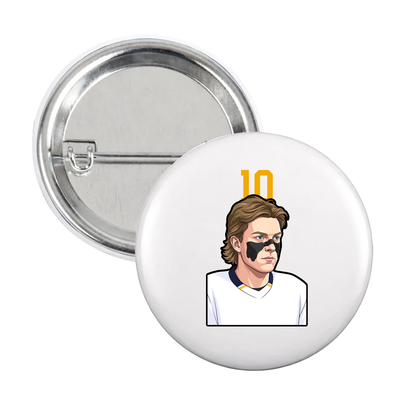 Game Day Button — Number Top in White