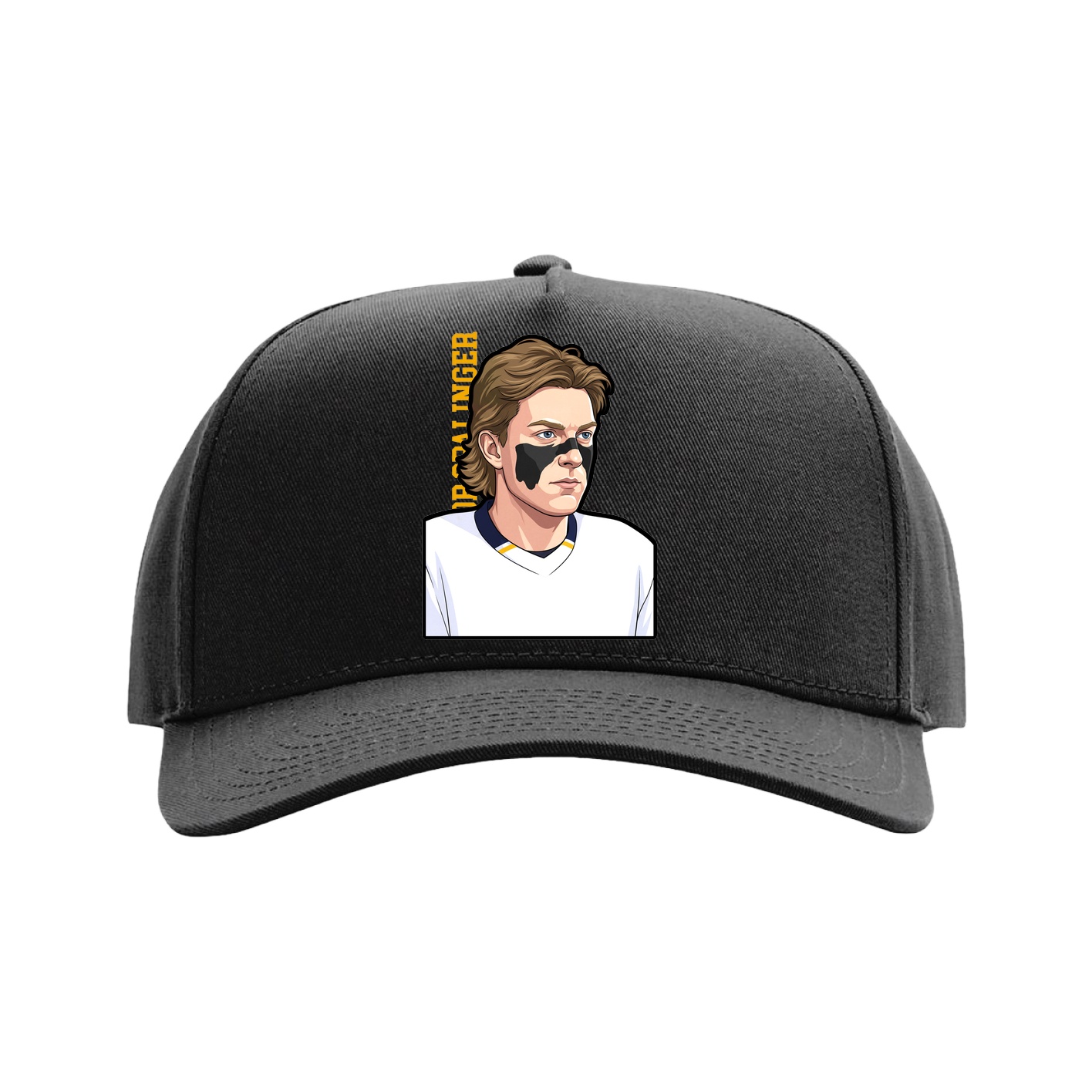 Full Fabric Five-Panel Champ Cap — Name Vertical in Black