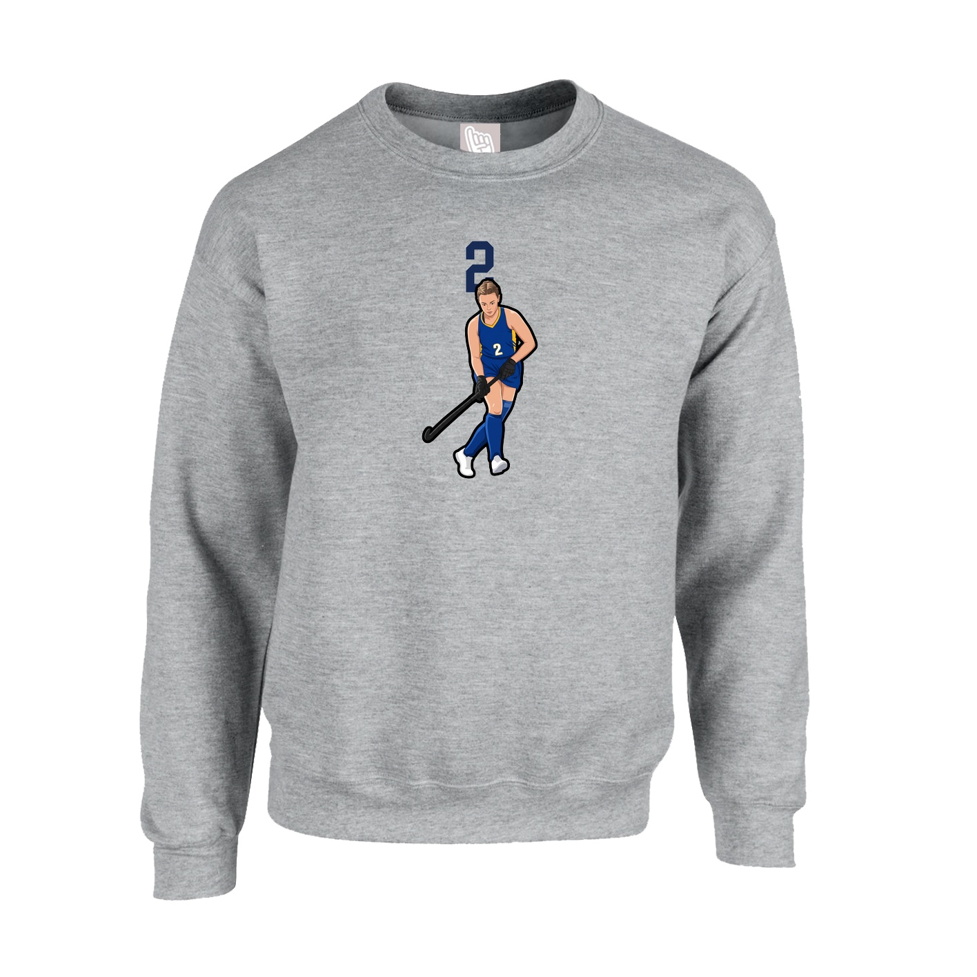 Fleece Crew — Number Top in Grey