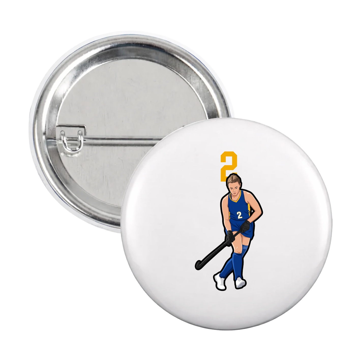Game Day Button — Number Top in White