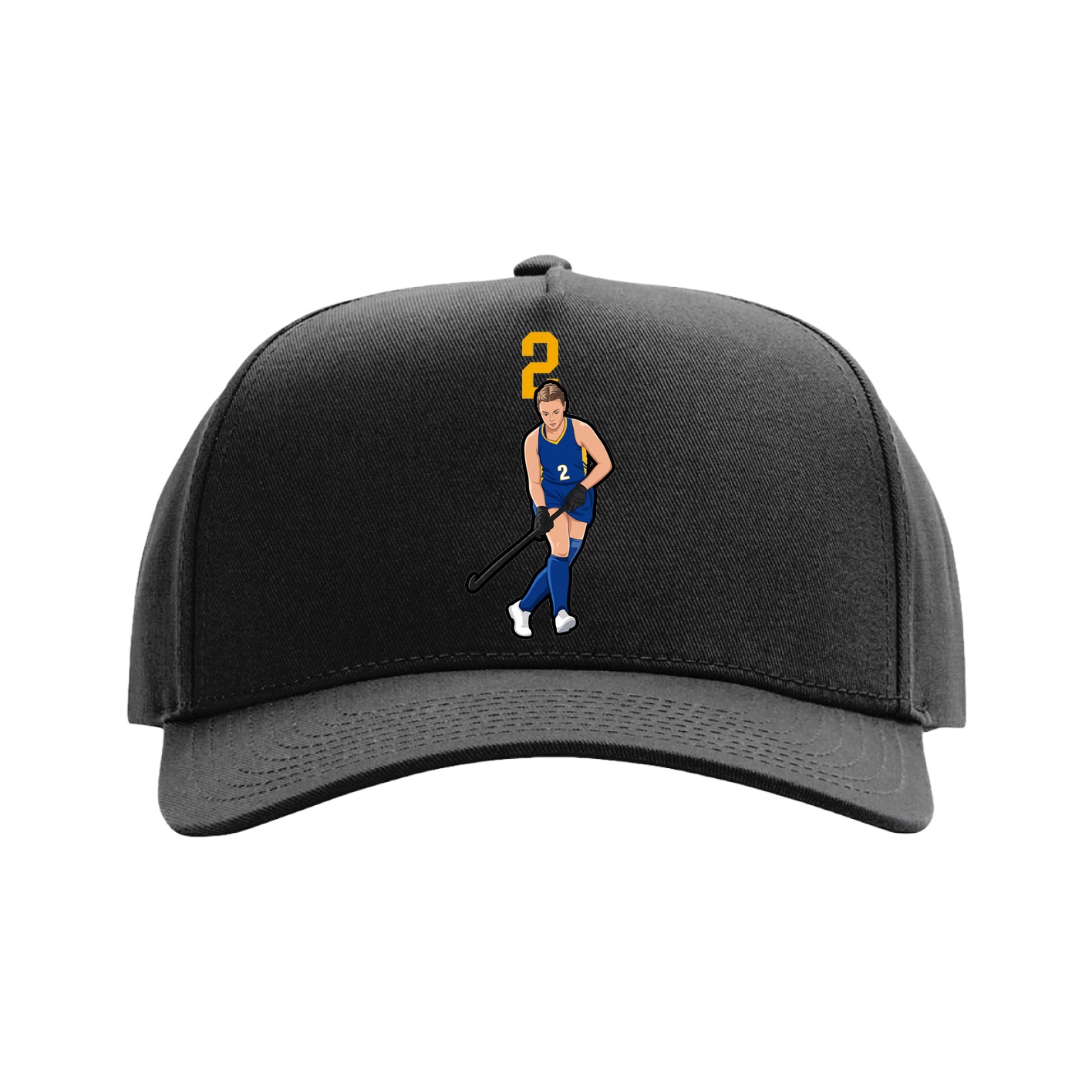Full Fabric Five-Panel Champ Cap — Number Top in Black