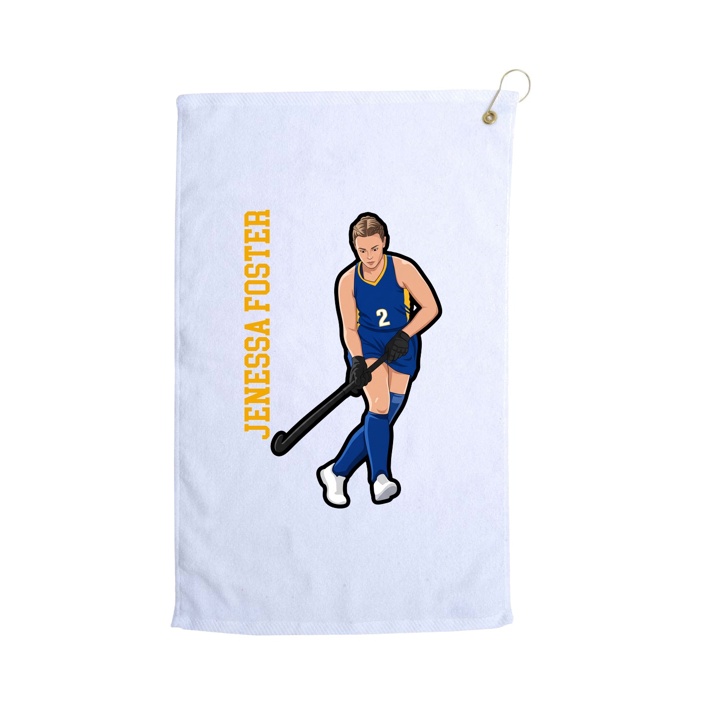 Golf Towel — Name Vertical in White