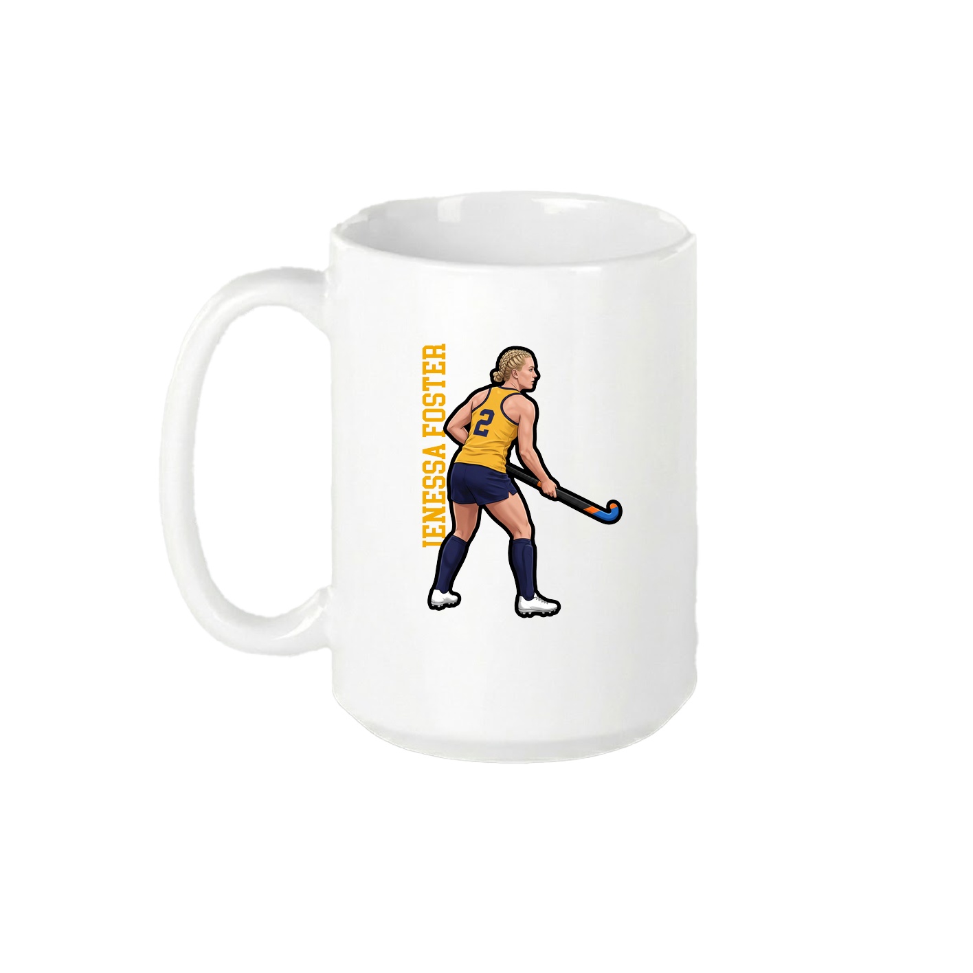 15oz Coffee Mug — Name Vertical in White