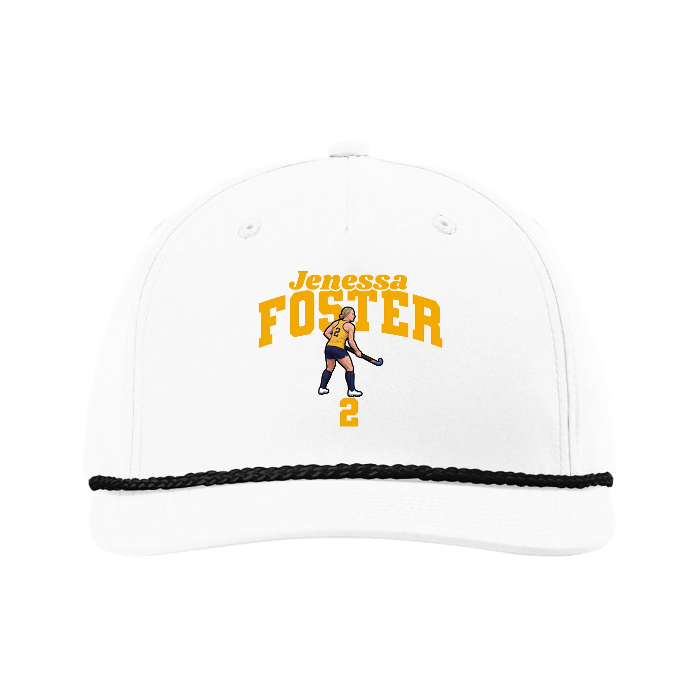 Five-Panel Classic Rope Cap — Signature Arch in White