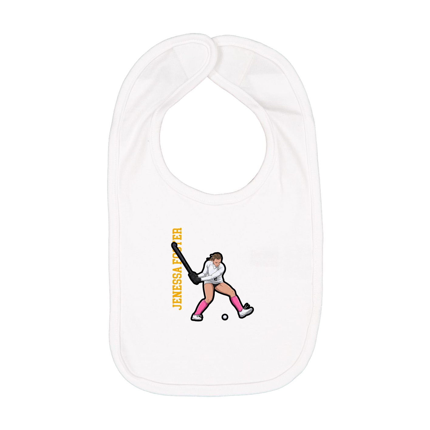 Infant Bib — Name Vertical in White
