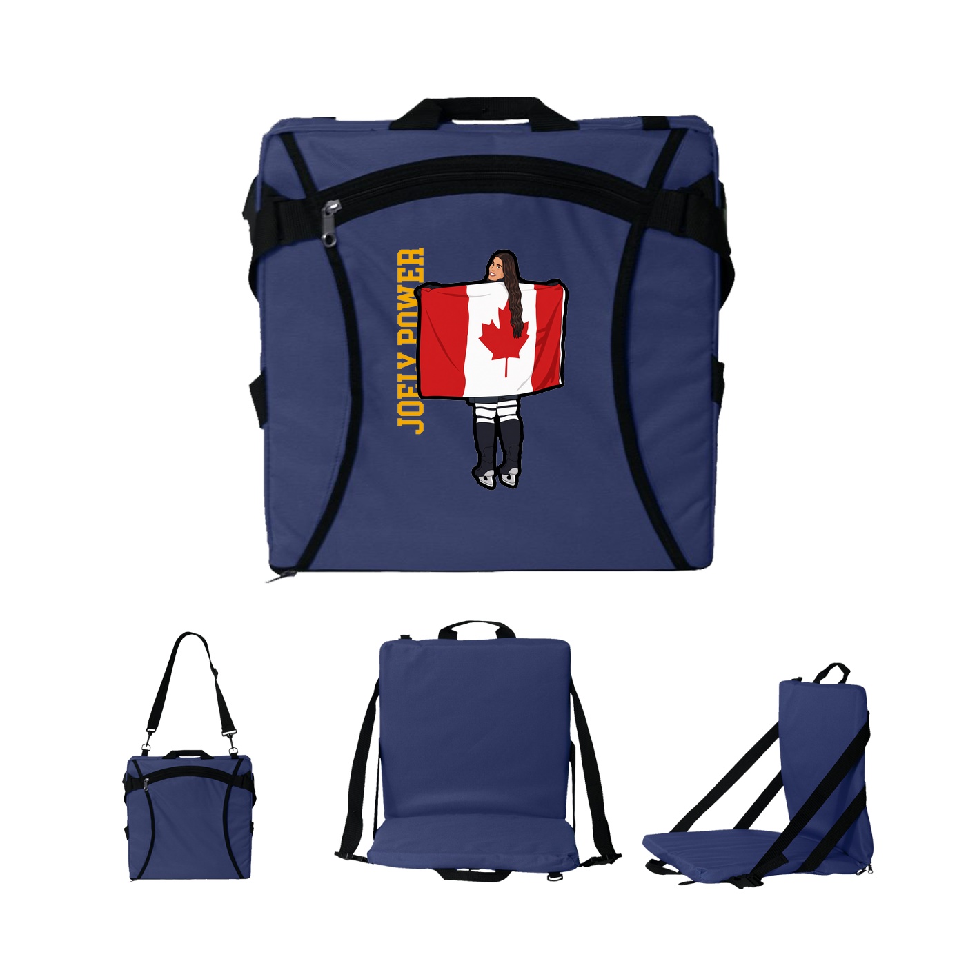 Folding Stadium Seat — Name Vertical in Navy
