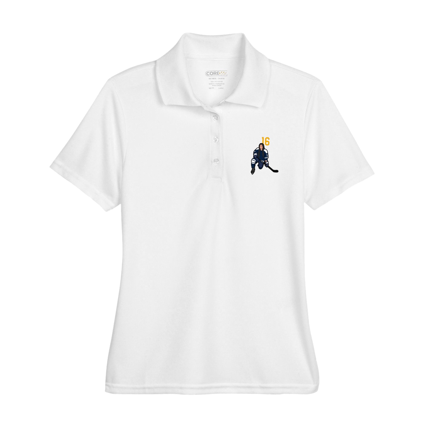 Womens Performance Polo — Number Top in White
