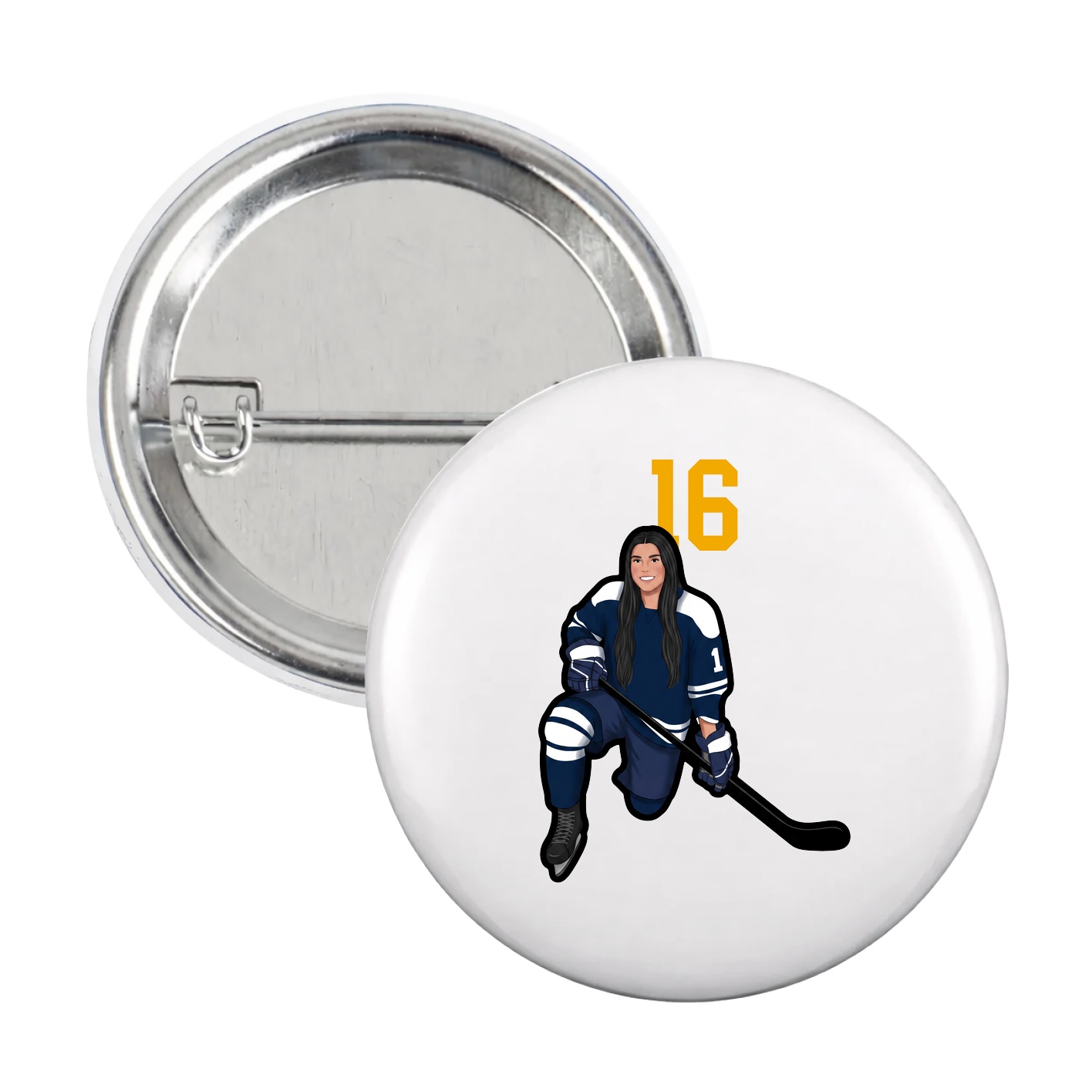 Game Day Button — Number Top in White