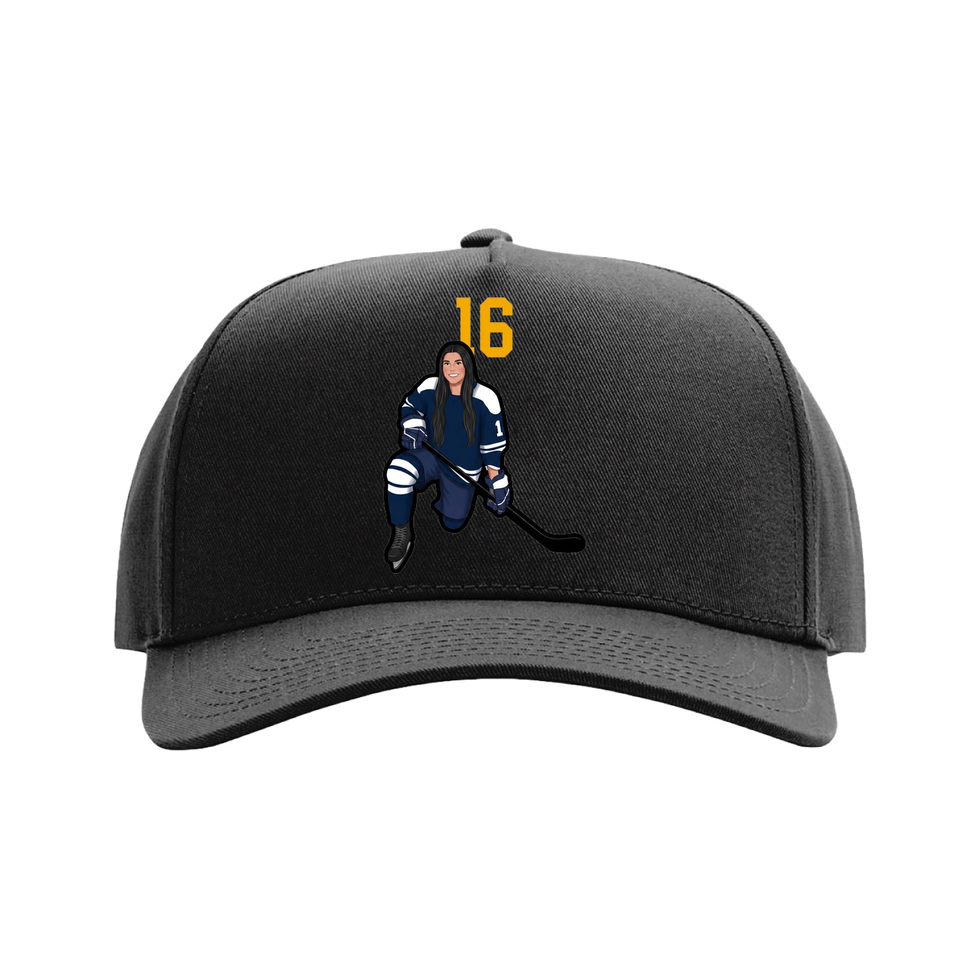Full Fabric Five-Panel Champ Cap — Number Top in Black