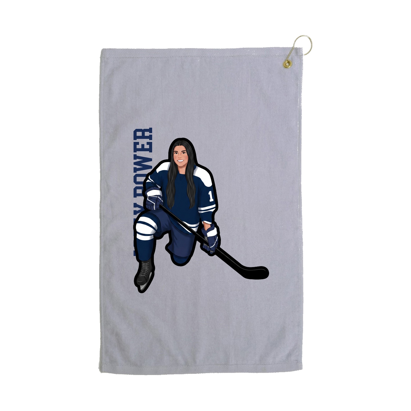 Golf Towel — Name Vertical in Grey