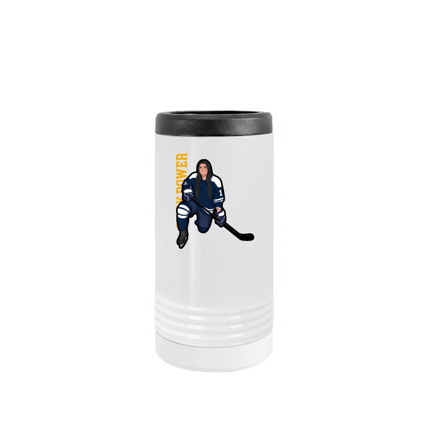 Slim Beverage Holder — Name Vertical in White