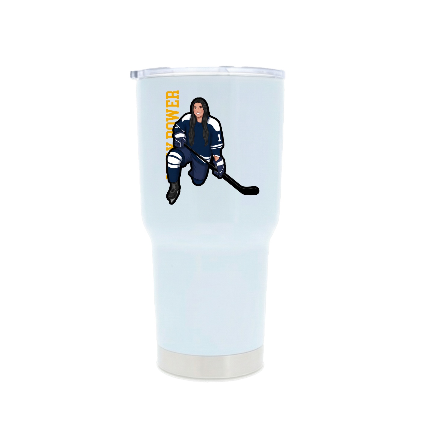 30oz Stainless Steel Tumbler — Name Vertical in White