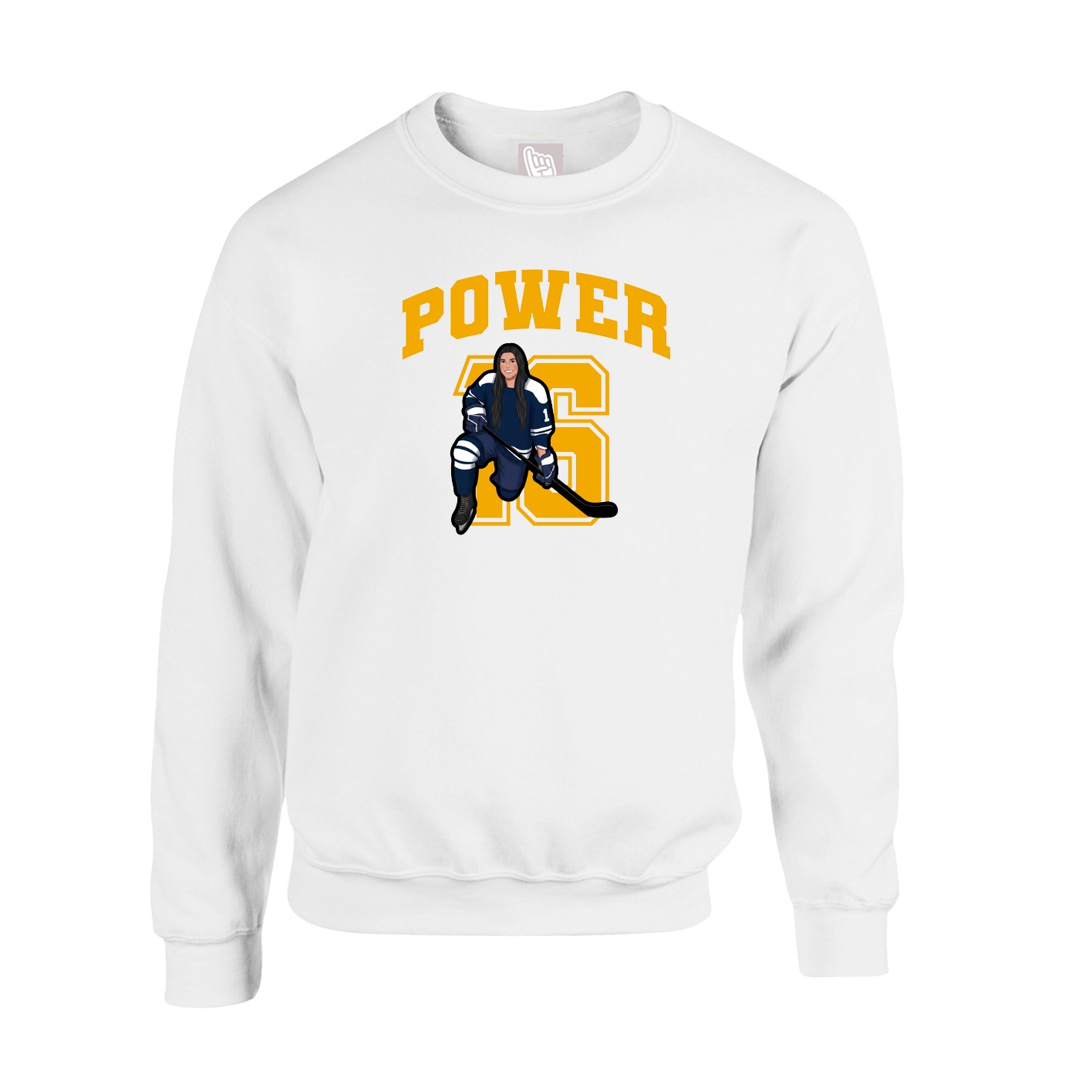 Fleece Crew — Number in White