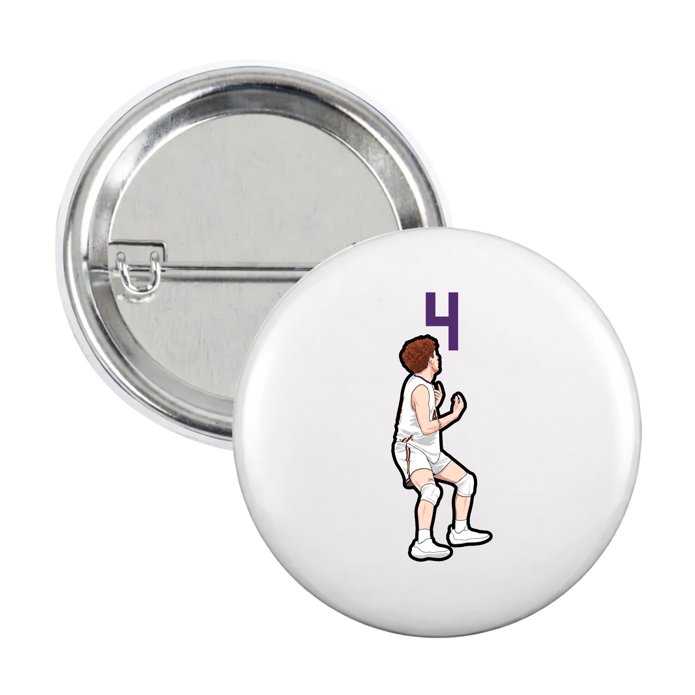 Game Day Button — Number Top in White