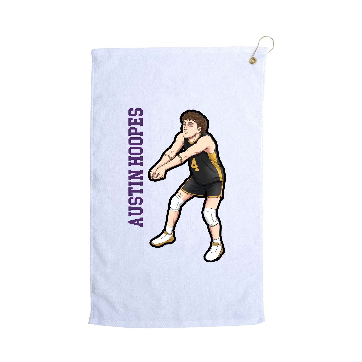 Golf Towel — Name Vertical in White