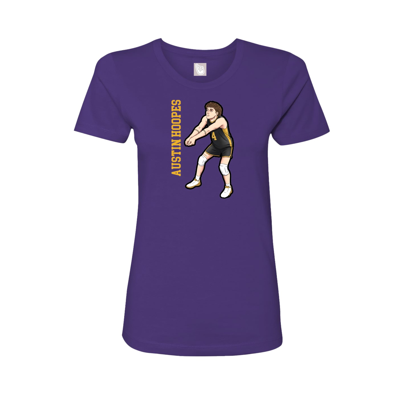 Fitted Women's Tee — Name Vertical in Purple