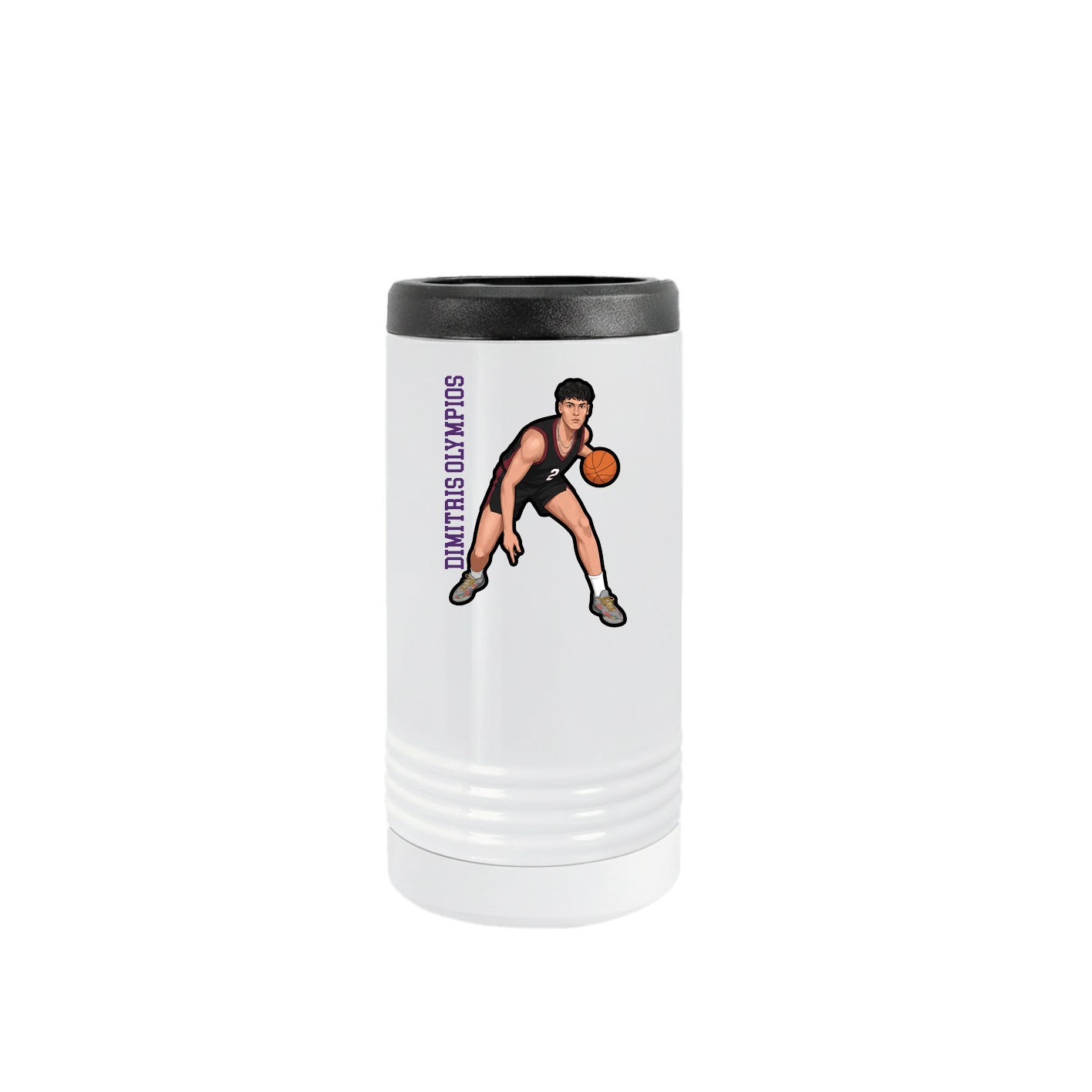 Slim Beverage Holder — Name Vertical in White