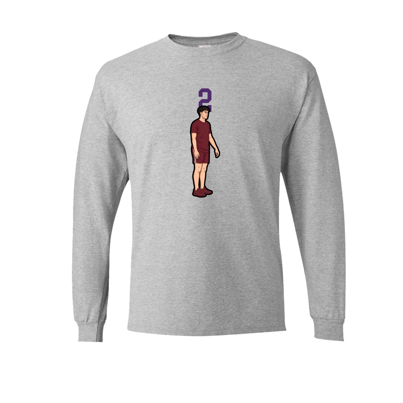 Long Sleeve Tee — Number Top in Grey