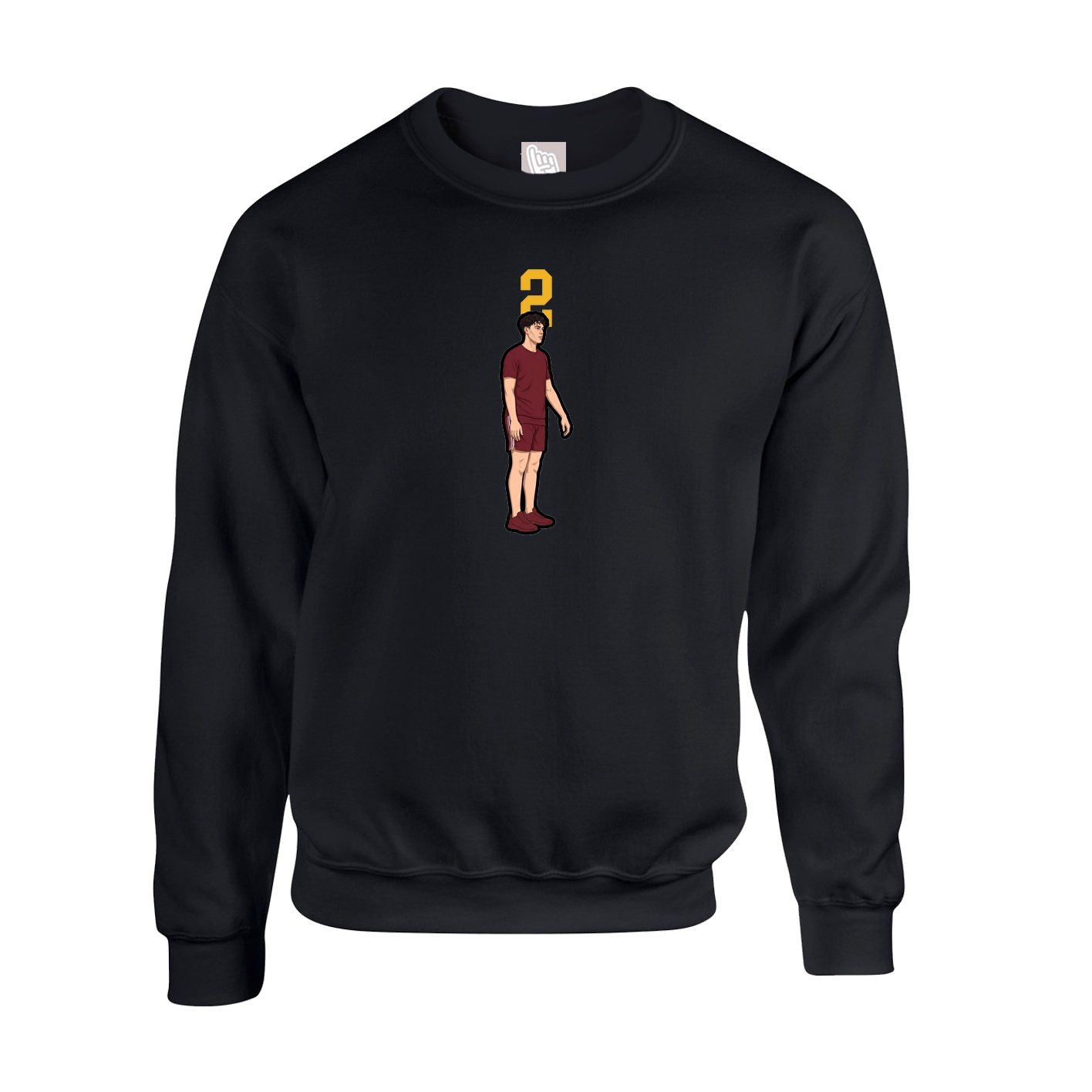 Fleece Crew — Number Top in Black