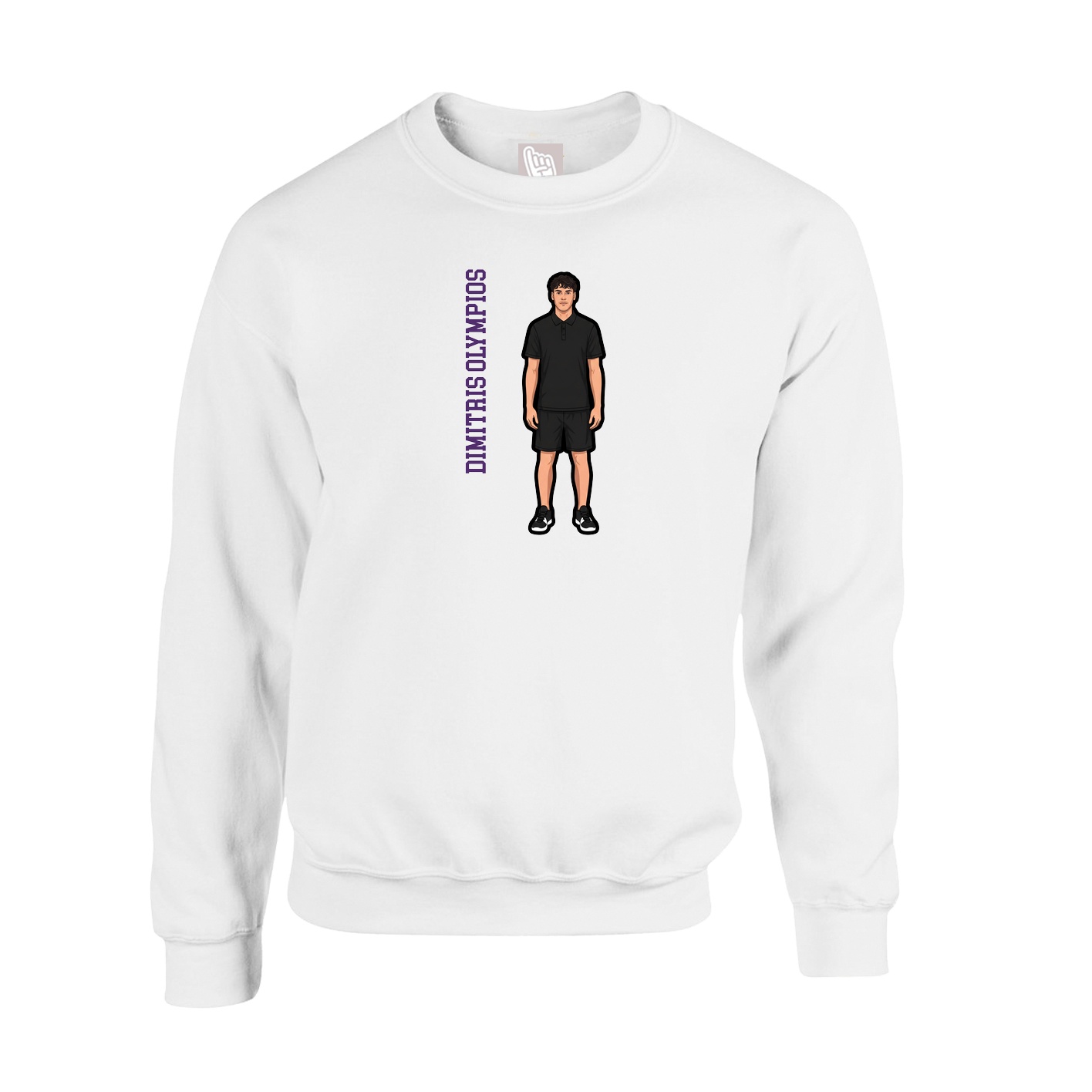 Fleece Crew — Name Vertical in White