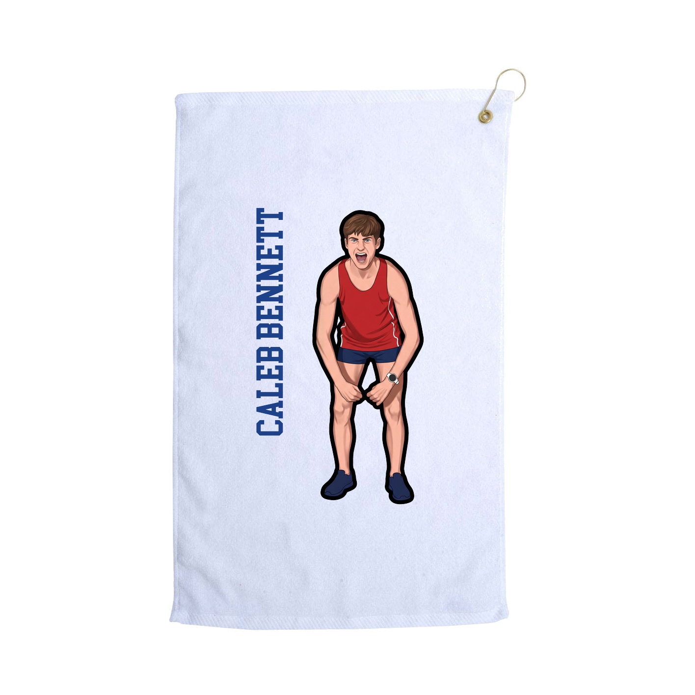 Golf Towel — Name Vertical in White