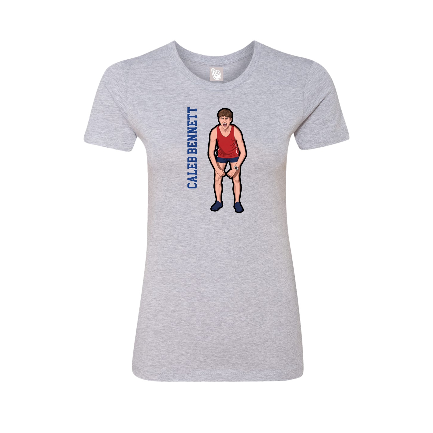 Fitted Women's Tee — Name Vertical in Grey
