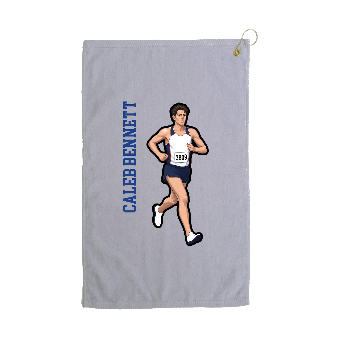 Golf Towel — Name Vertical in Grey