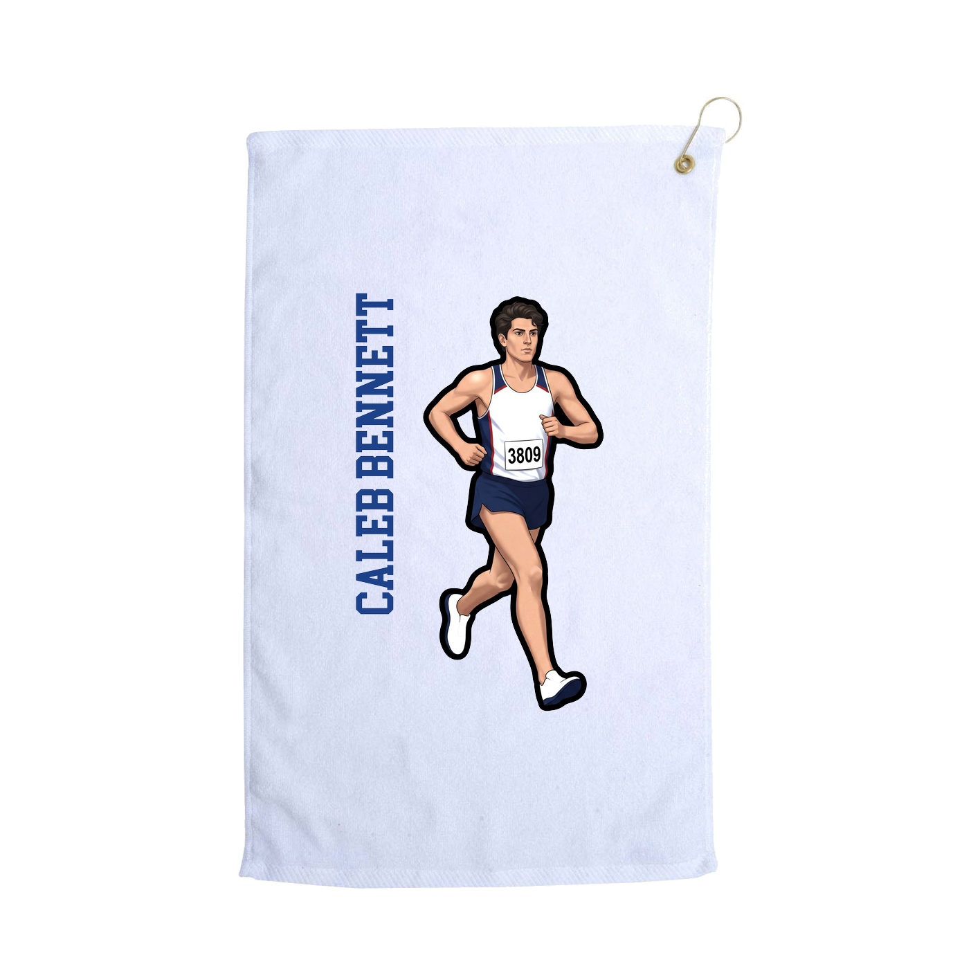 Golf Towel — Name Vertical in White