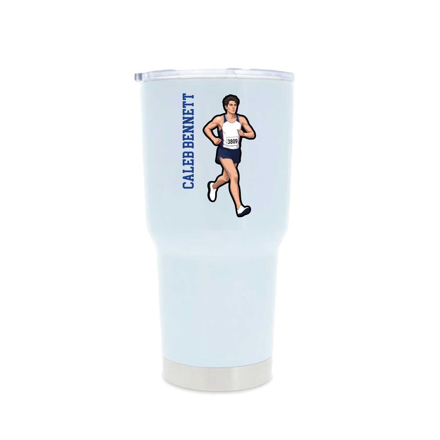 30oz Stainless Steel Tumbler — Name Vertical in White