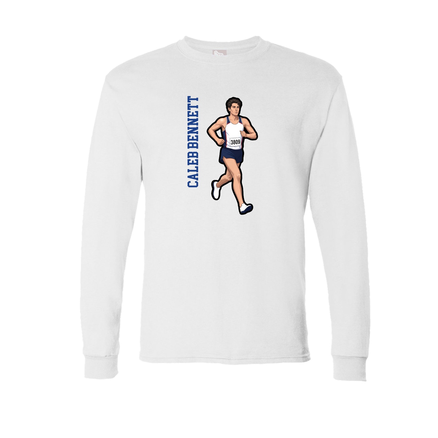 Long Sleeve Tee — Name Vertical in White