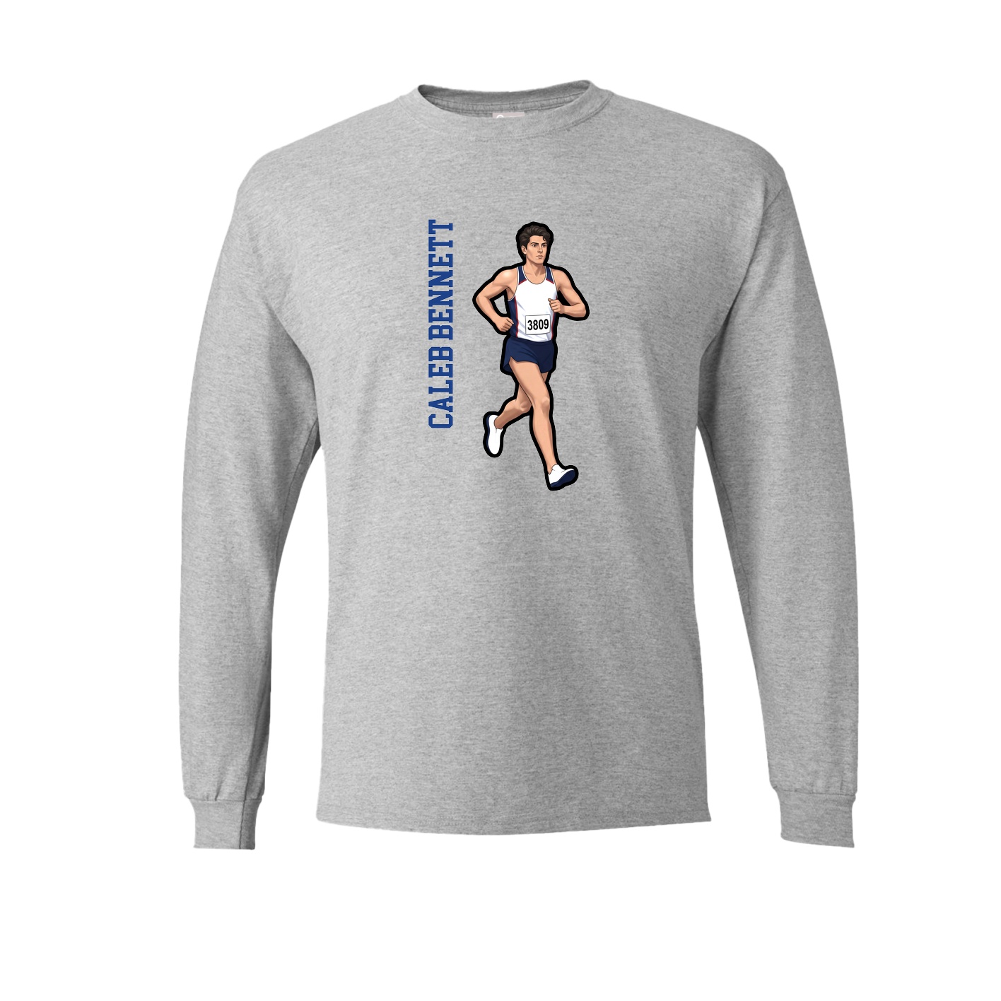 Long Sleeve Tee — Name Vertical in Grey