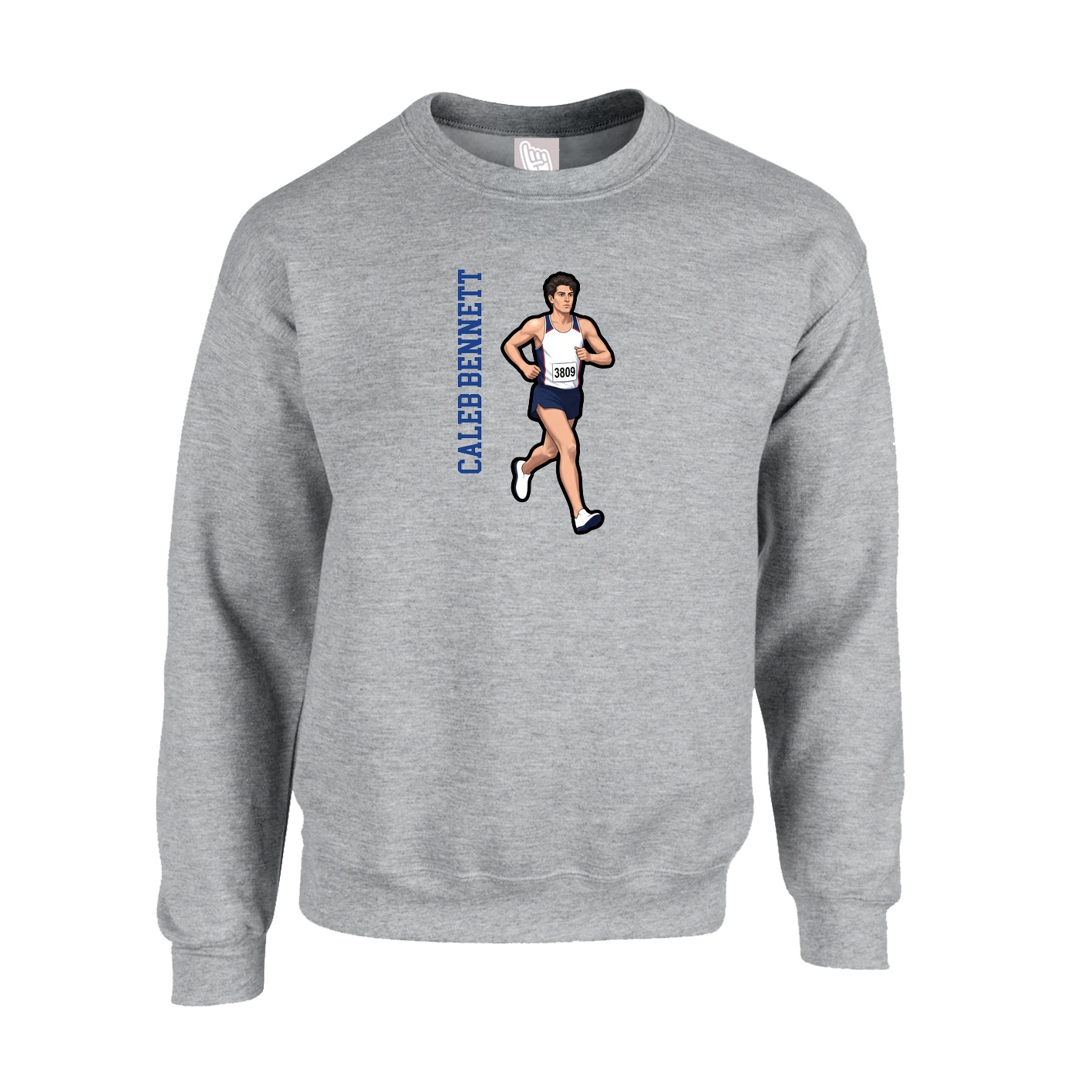 Fleece Crew — Name Vertical in Grey