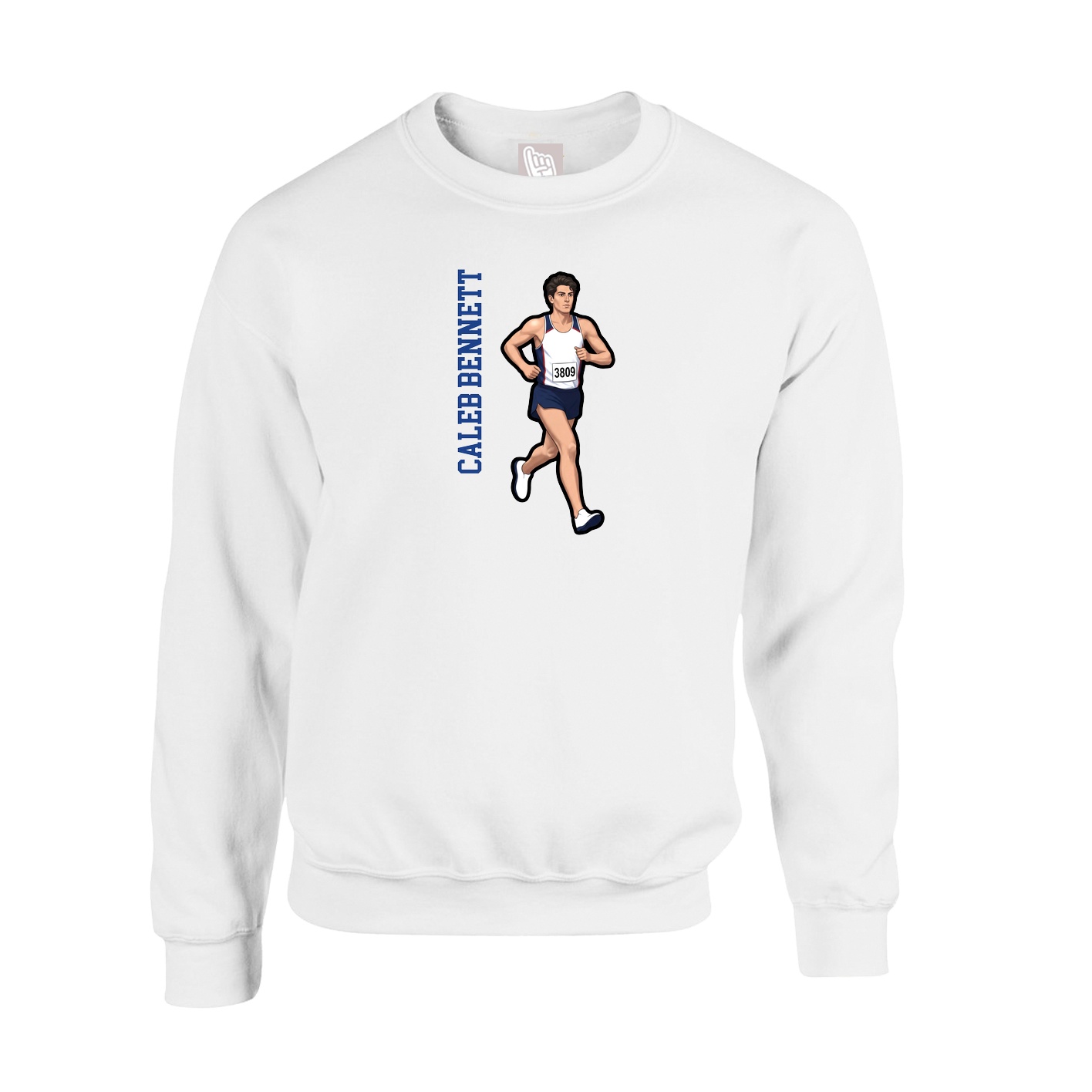 Fleece Crew — Name Vertical in White