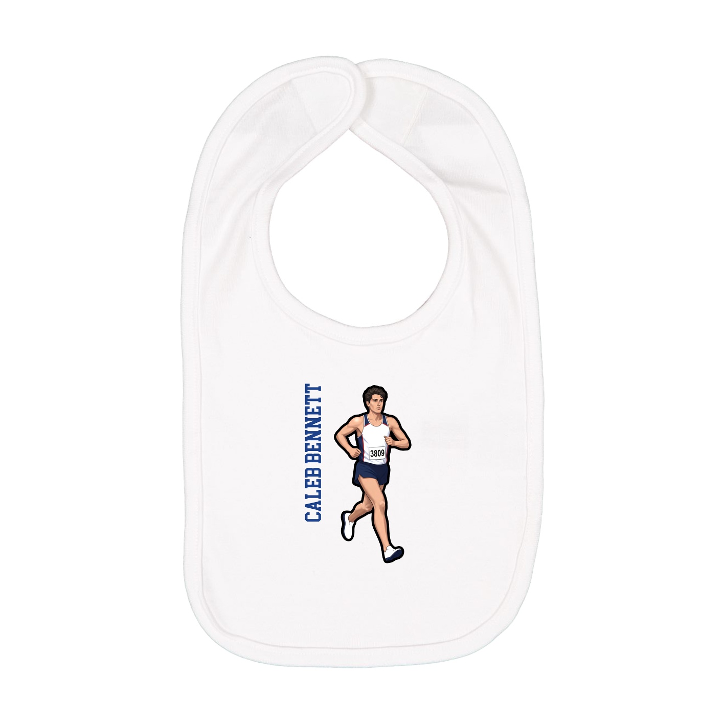 Infant Bib — Name Vertical in White