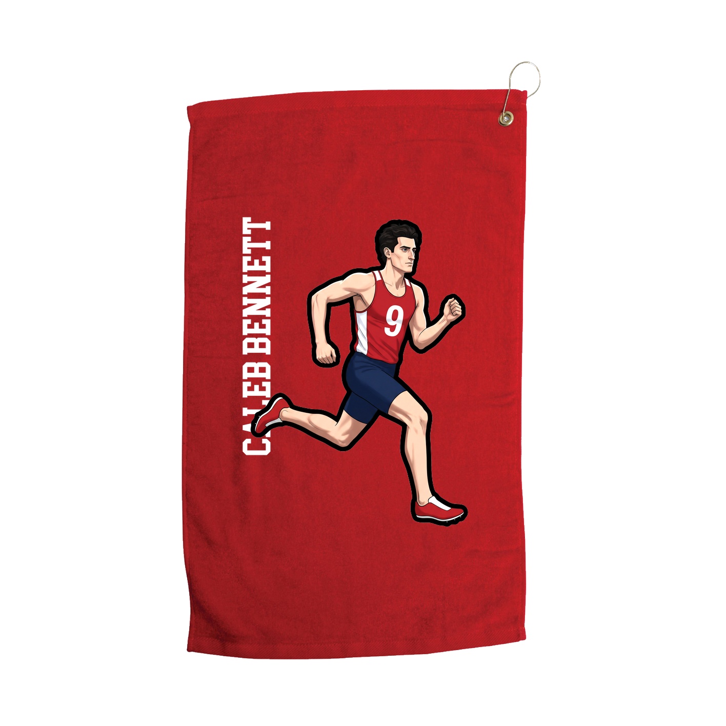 Golf Towel — Name Vertical in Red