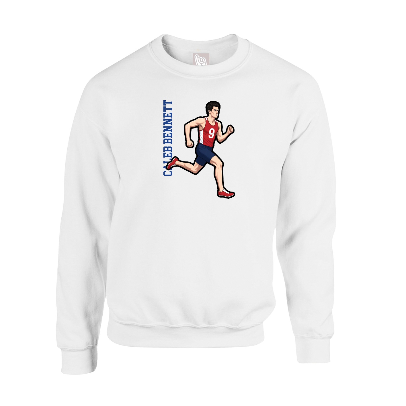 Fleece Crew — Name Vertical in White
