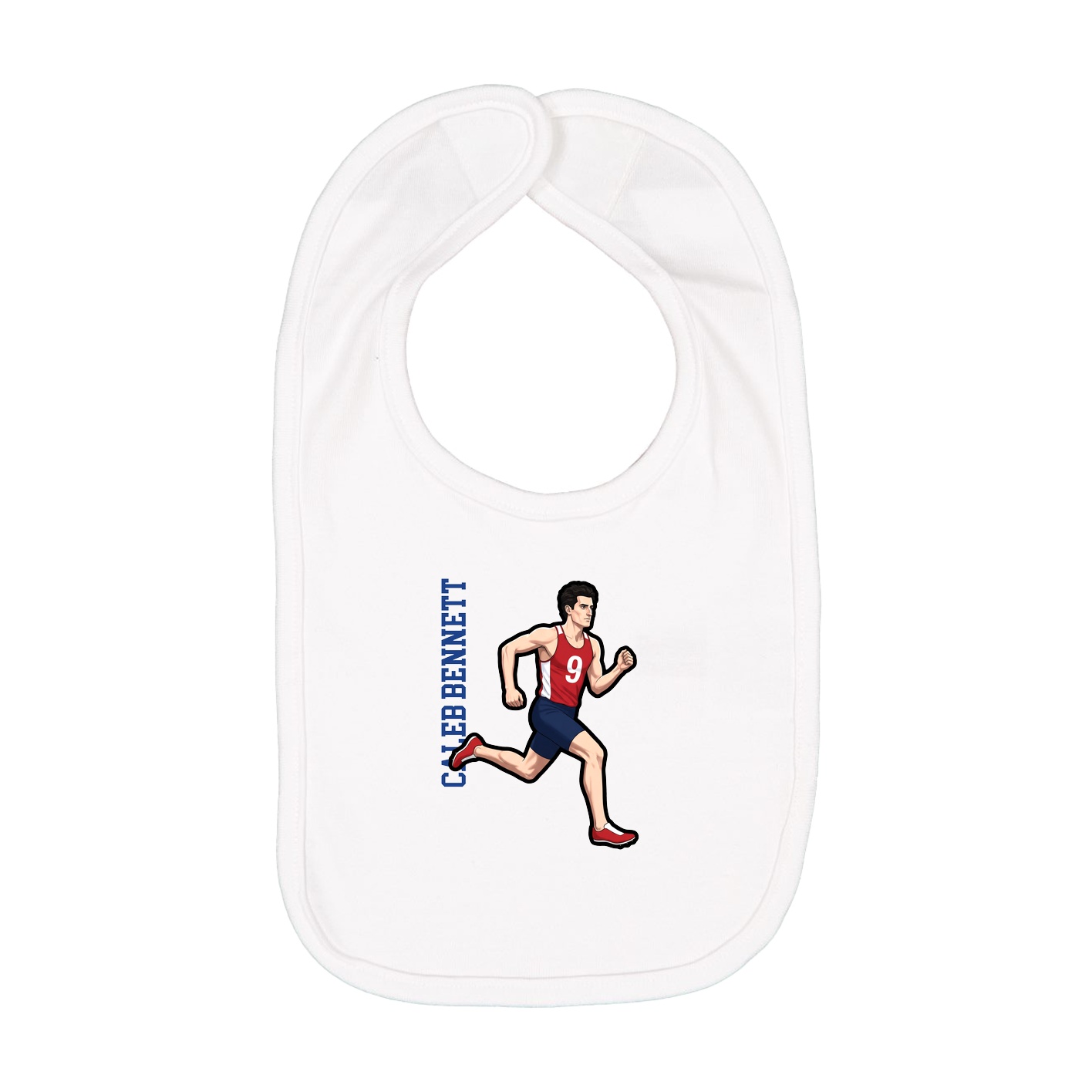 Infant Bib — Name Vertical in White